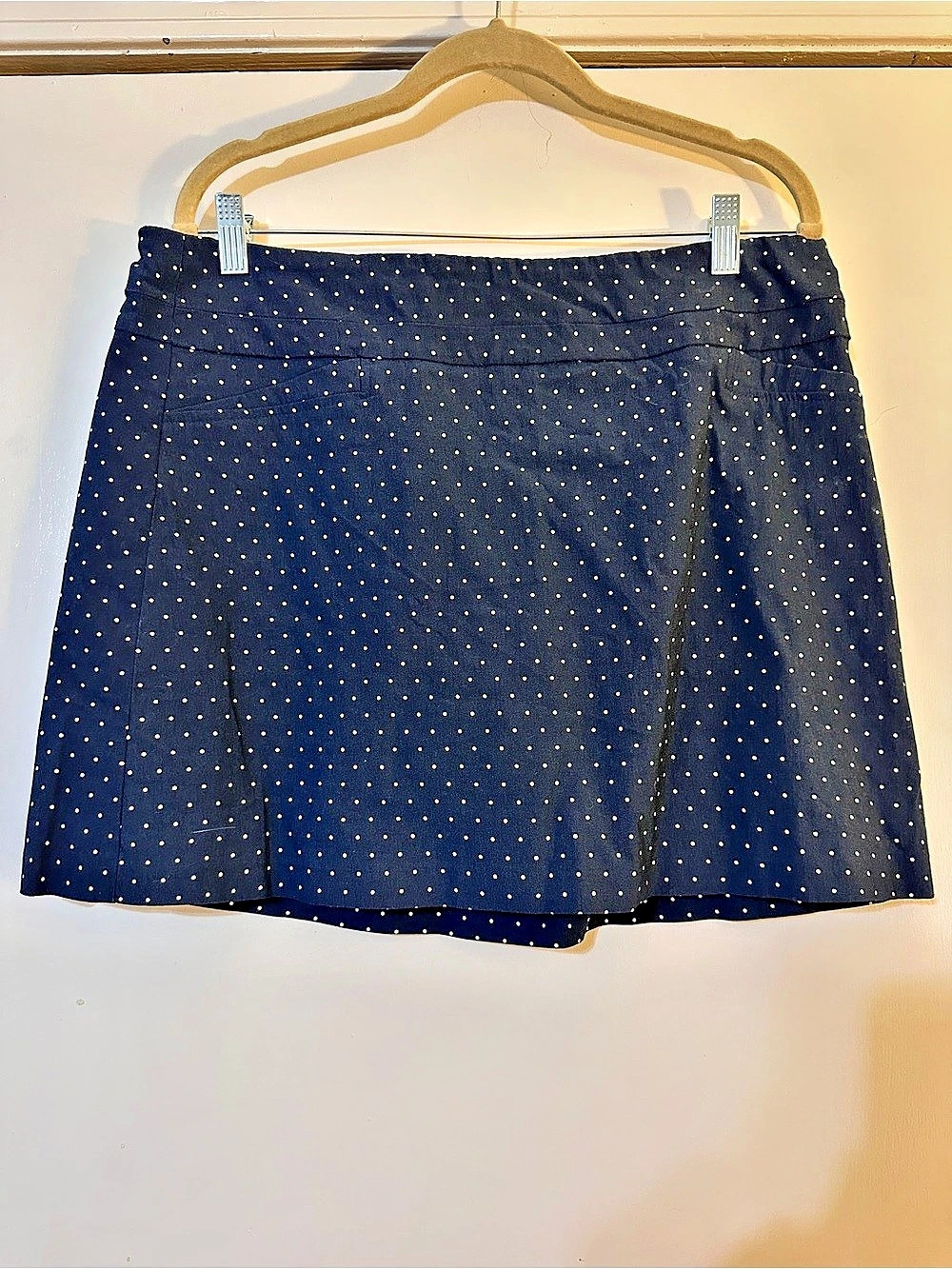 New Directions Polka Dot Mini Skort Blue & White Size 12 Like New